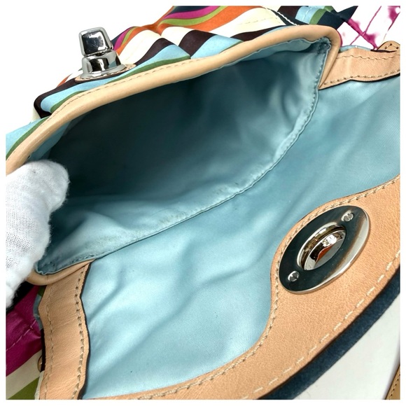 Coach Legacy Multicolor Turnlock Satin Stripe Leah Tote + Wristlet - Picture 2 of 13